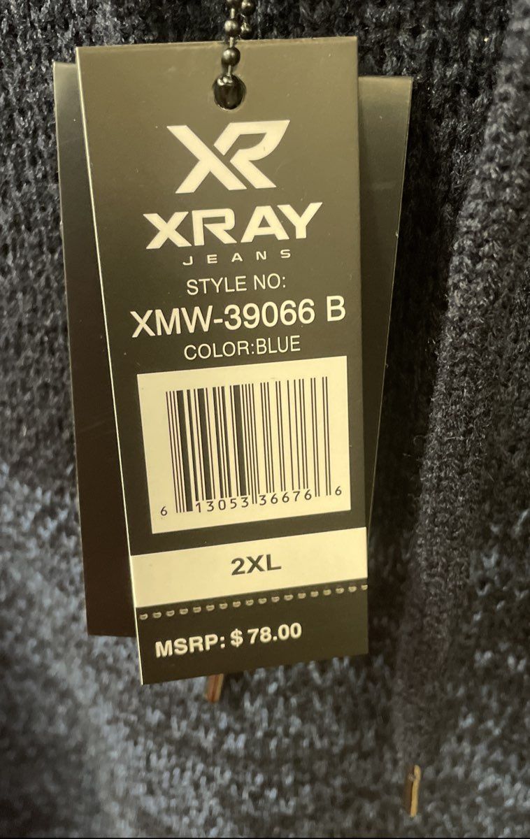 XRAY Men's Blue Pullover Hoodie Sweater Textured Knit Marl Sz 2XL NWT
