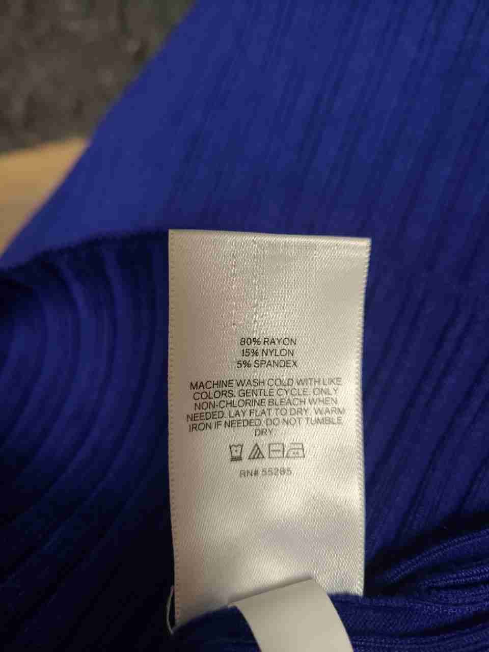 Express Women's Royal Blue Ribbed Long Sleeve Crew Neck Top Sweater Sz XXS