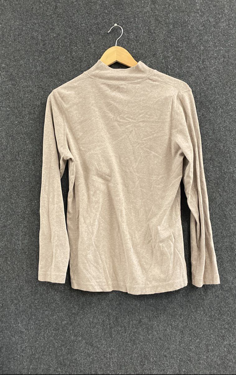Duluth Trading Co Men's Mock Neck Long Sleeve Shirt Tan Heather Cotton Sz M