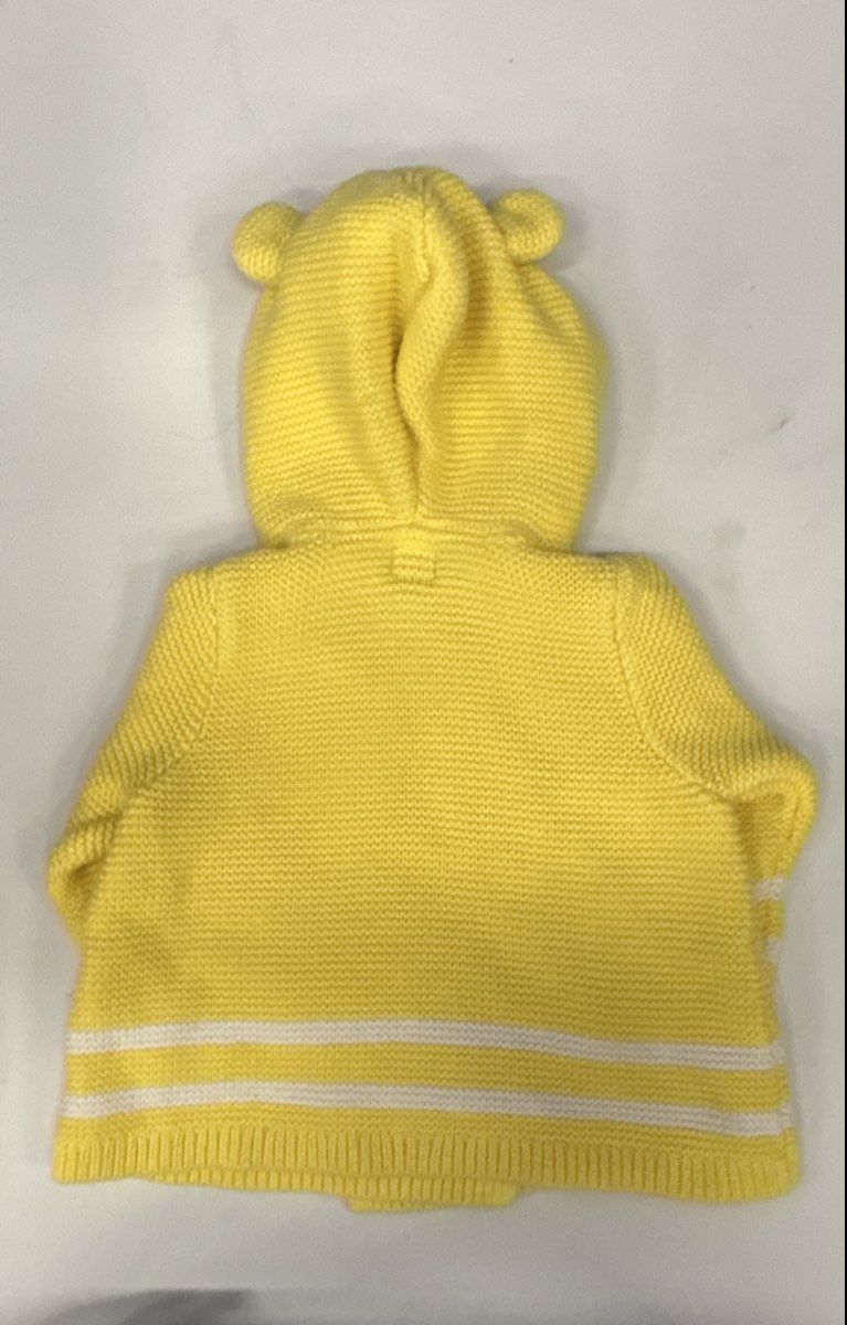 BabyGap Baby Yellow Bear Ear Hooded Knit Double Breasted Jacket Size 3-6M