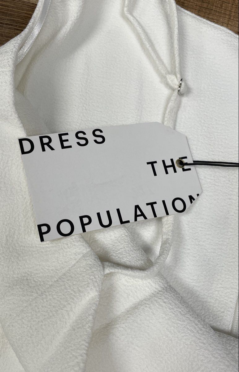 Dress The Population Women's White Ruffle Hem Mini Dress Sleeveless NWT Sz L