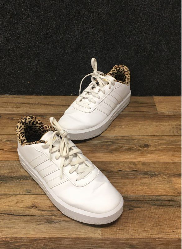 Adidas Court Platform White Leopard Print Womens Lifestyle Sneakers Size 9.5