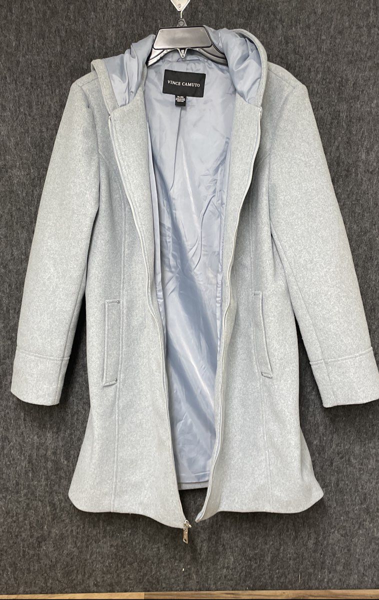 Vince Camuto Women's Light Blue Faux Wool Hooded Jacket Sz XL