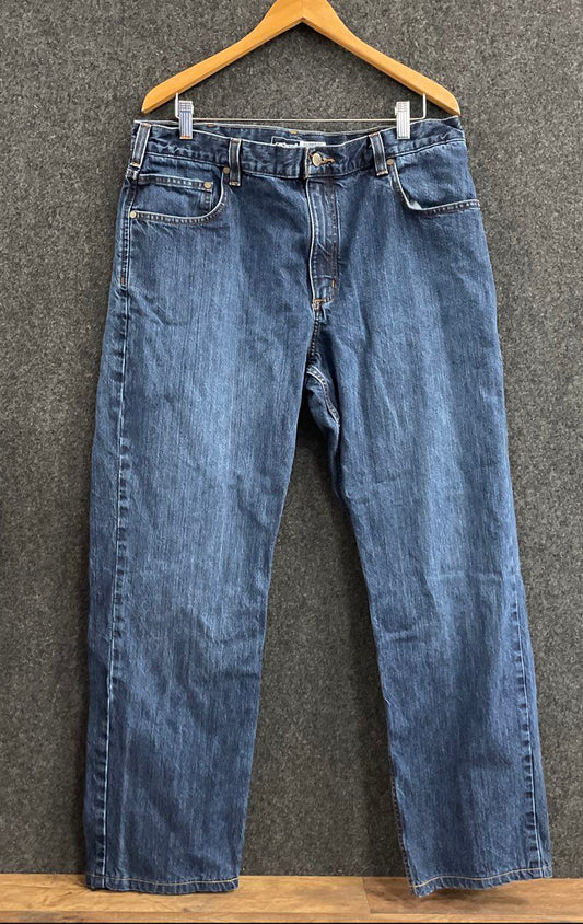 Carhartt Men's Relaxed Fit Straight Leg Jeans Dark Blue Wash Size 38x32