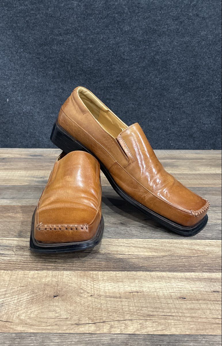 Zota CH2035 Tan Leather Square Toe Slip-On Dress Shoes Loafers Men's Size 10.5