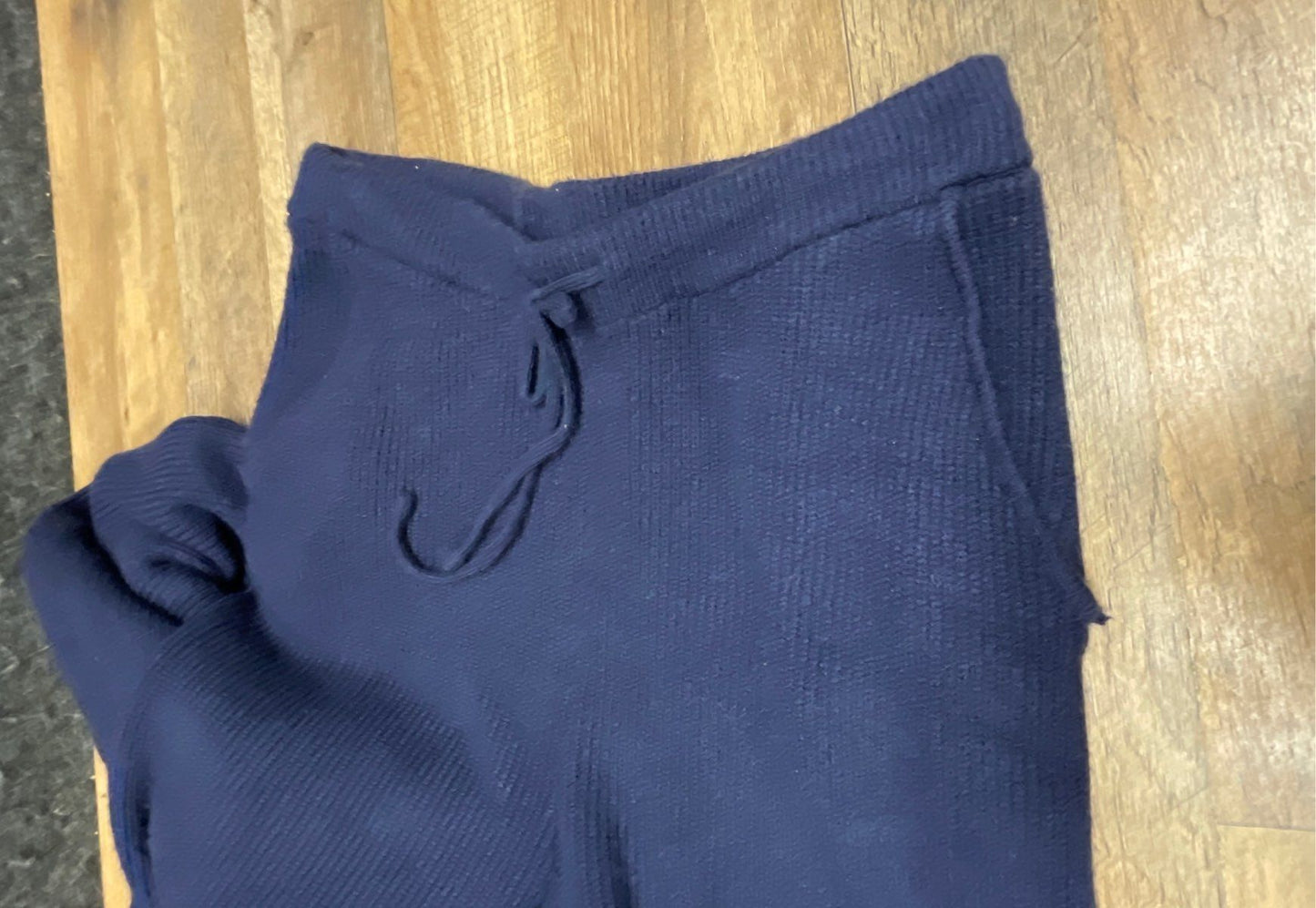 Pink Rose Women's Navy Blue Striped 1/4 Zip Sweater Vest Wide Leg Pant Set Sz M