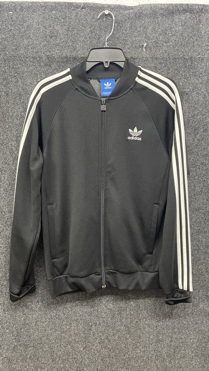 Adidas Originals 3-Stripe Track Jacket Black White Trefoil Full Zip Sz M