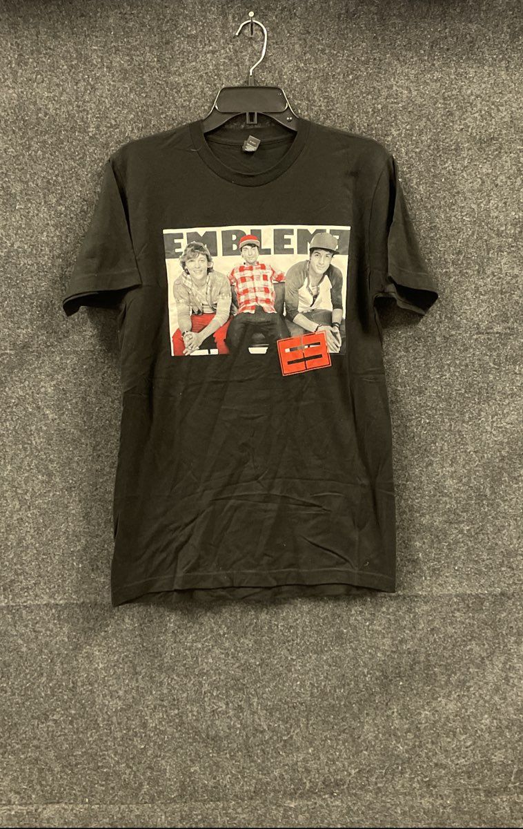 Emblem3 Men's Black 2013 Tour T-shirt Band Photo Graphic Cities List Size M