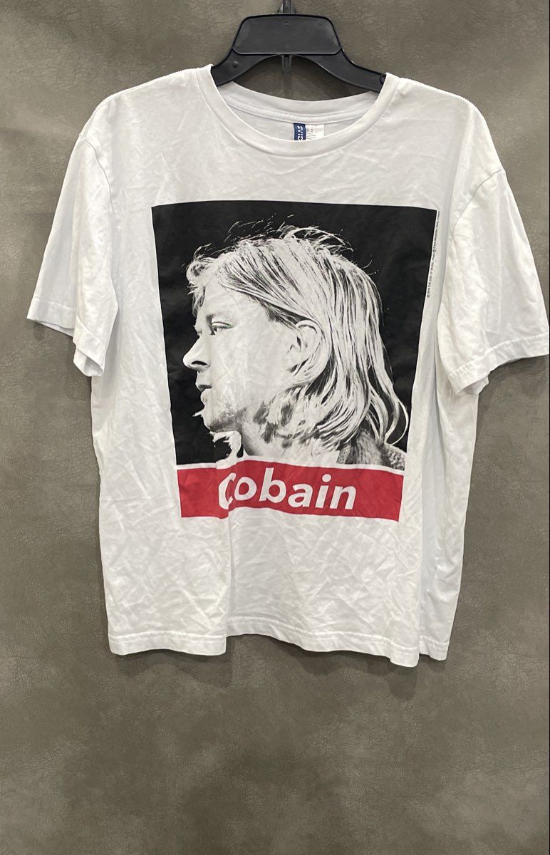 Kurt Cobain Profile Photo T-Shirt Reprint H&M End of Music Sz M