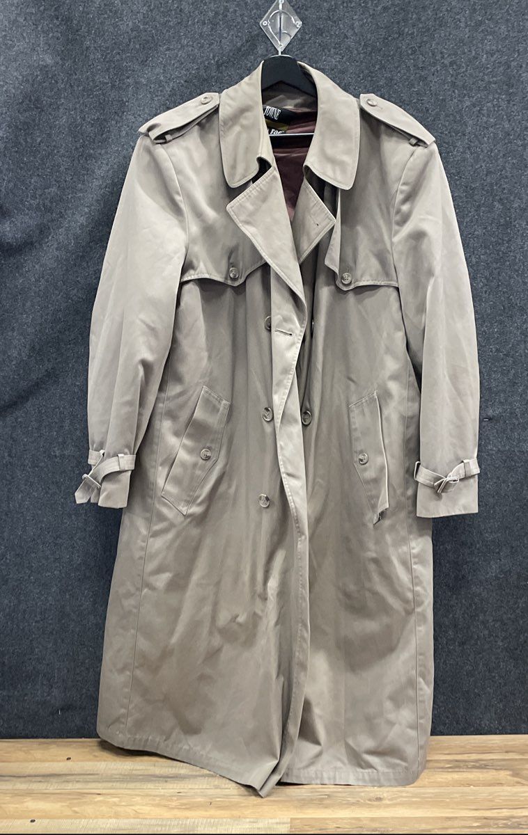 Vintage 90s Towne by London Fog Men's Beige Trench Coat Double Breasted Sz 46L