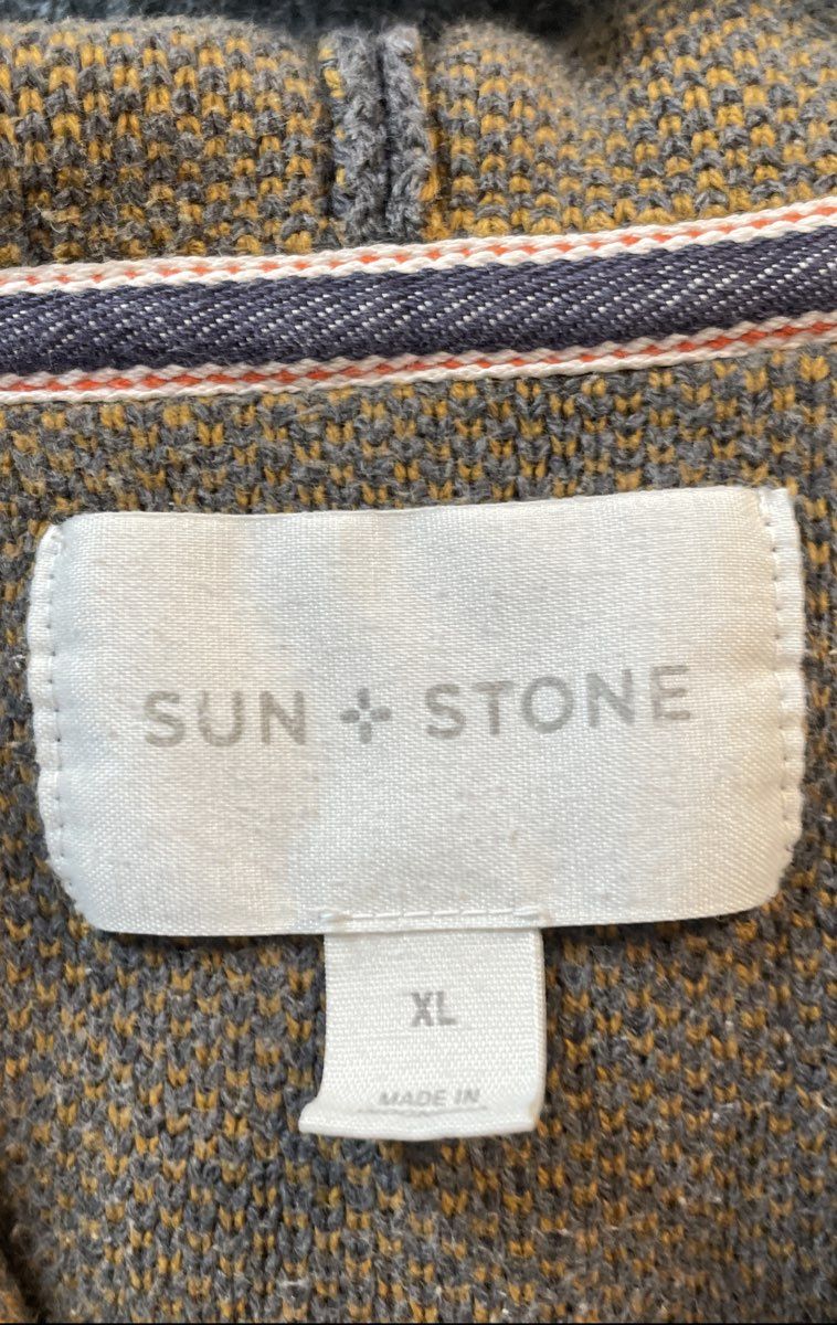 Sun + Stone Men's Southwestern Geometric Cotton Hooded Sweater Sz XL