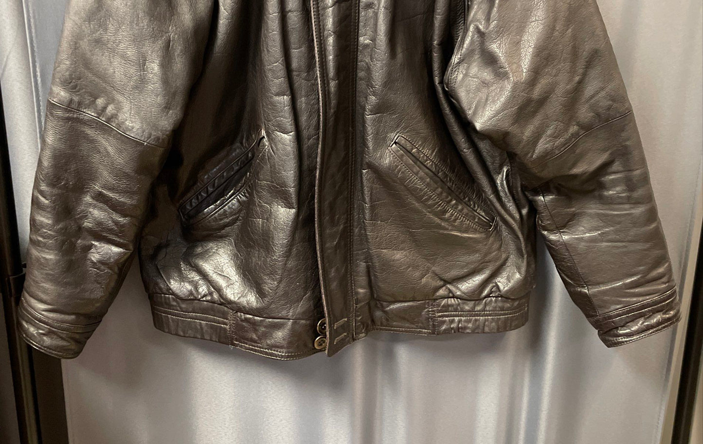 Vintage 80s London Fog Black Leather Bomber Blouson Jacket Sz 40 Reg
