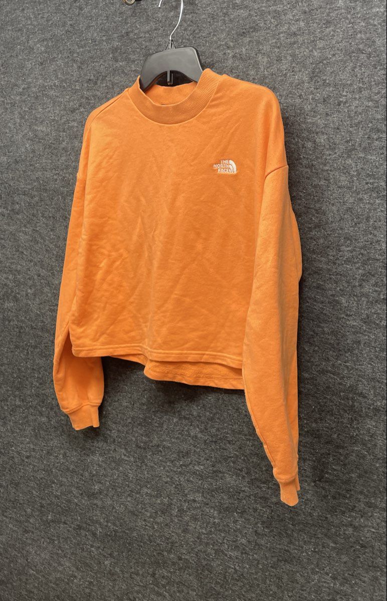 The North Face Women's Orange Cropped Long Sleeve Pullover Sweatshirt Sz XS