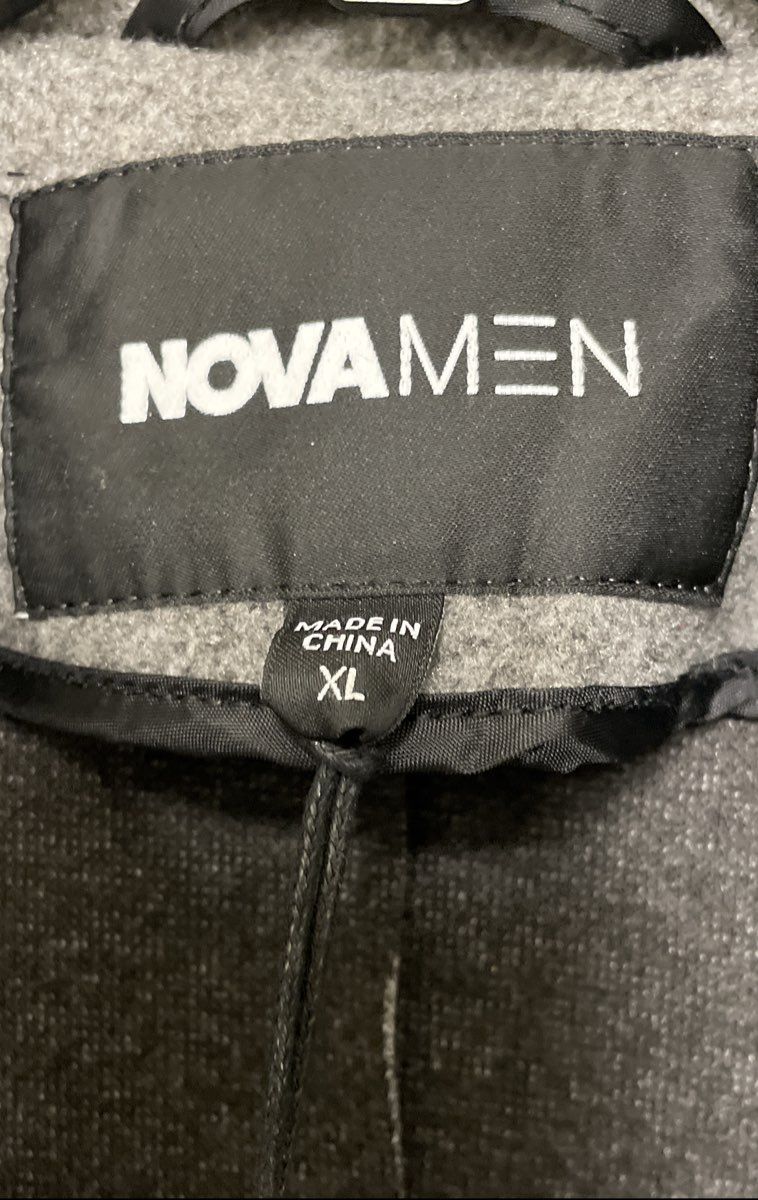 NovaMen Men's Charcoal Gray Double Breasted Peacoat Long Overcoat Sz XL NWT
