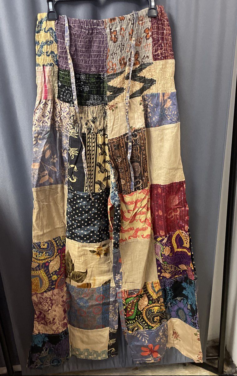 Kathmandu Imports NWT Himalayan Patchwork Cotton Pants Smocked Waist Size S