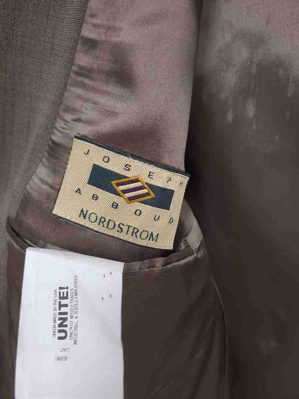 Joseph Abboud Men's Suit Olive Taupe Super 110s Wool Sz 44 43L W37 USA