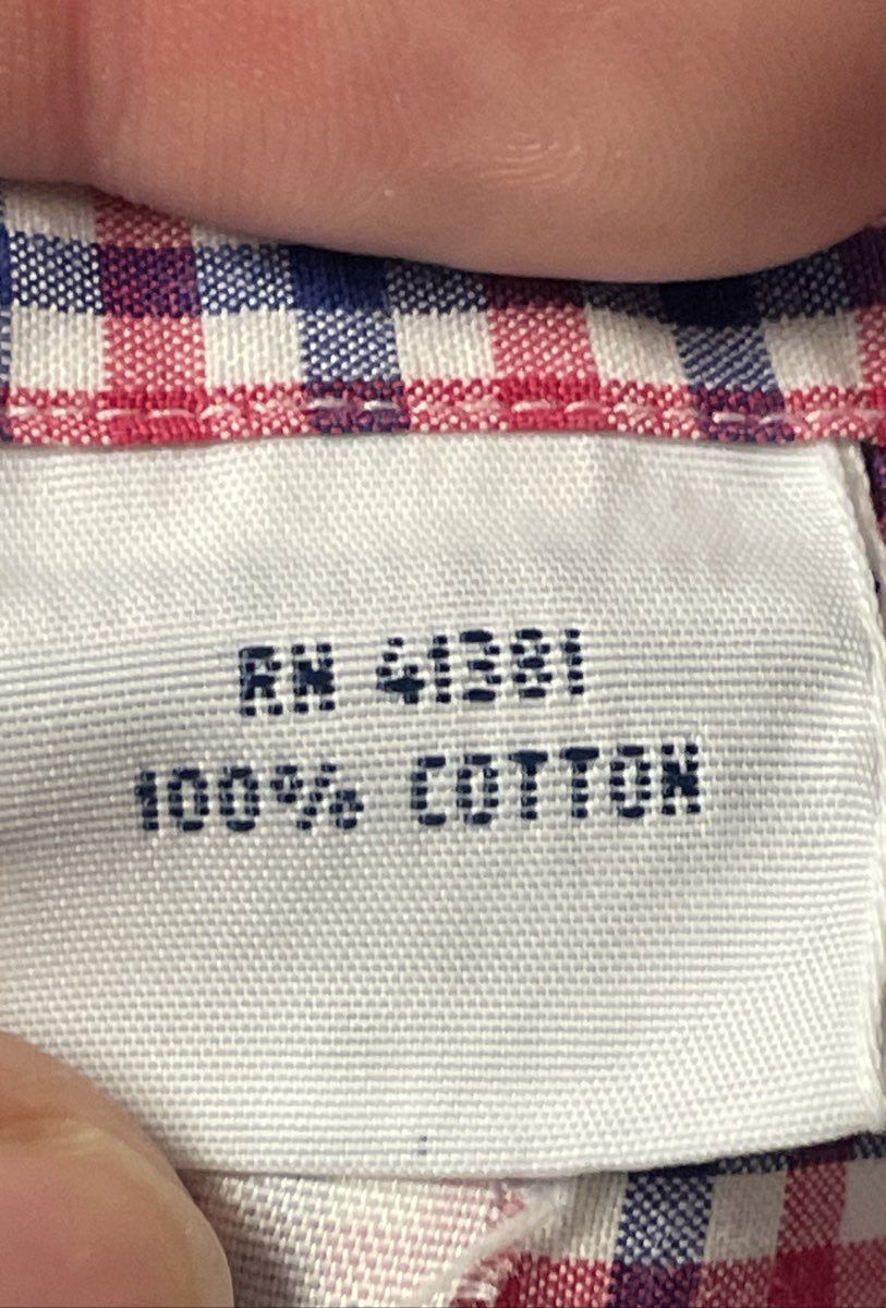Ralph Lauren Men's Red Blue Gingham Plaid Cotton Button Down Shirt Size M
