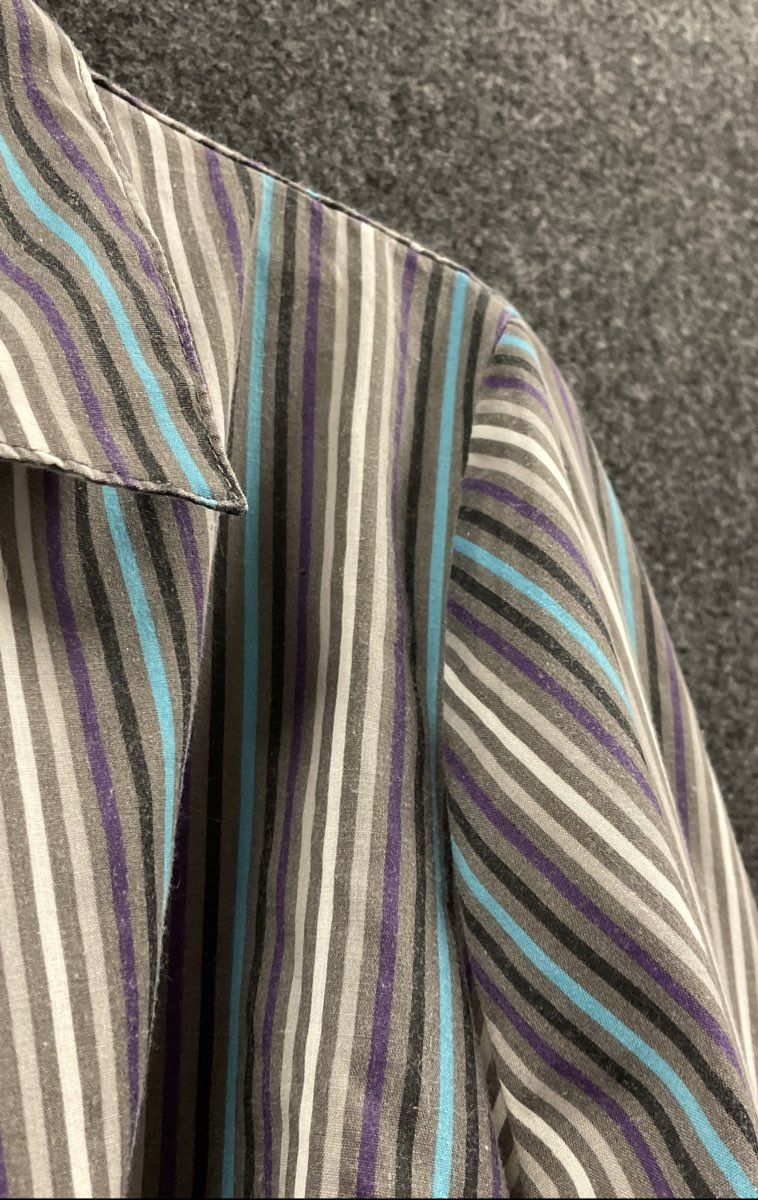 Roaman's Women's Button Up Shirt Multicolor Striped Cotton Blend Size M