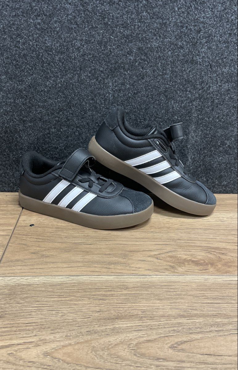 Adidas VL Court 3.0 Core Black Cloud White Gum Kids Sneakers Size 1