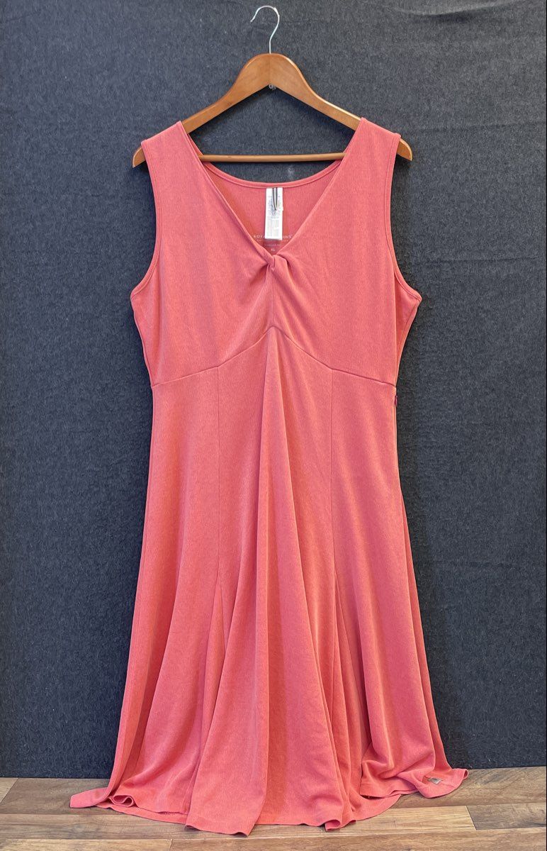 Royal Robbins Women's Dress Coral Heather Sleeveless Twist Front Tencel Sz XL