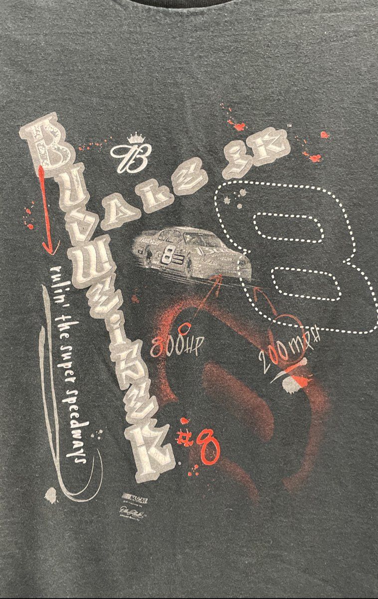 Vintage 2000s Dale Earnhardt Jr #8 Budweiser NASCAR Racing T-Shirt Sz L/XL