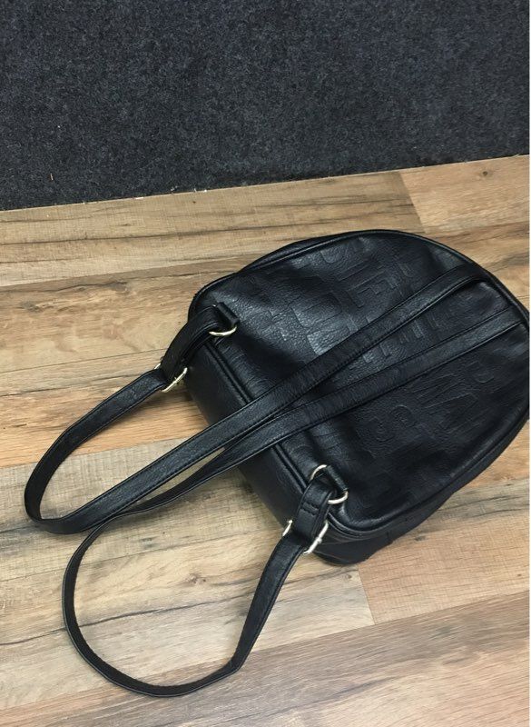 Steve Madden Pebbled Faux Leather Embossed Logo Mini Backpack Gold Hardware