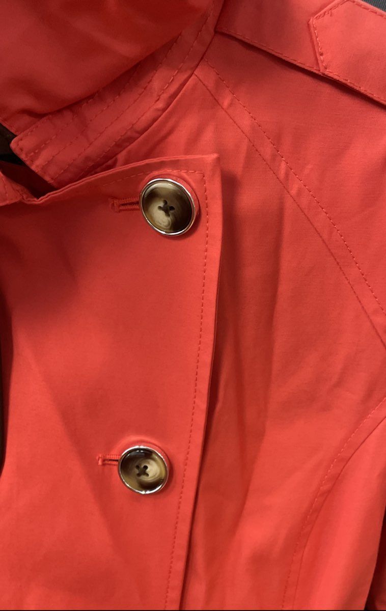 Black Rivet Women's Red Orange Double Breasted Belted Trench Jacket Sz S