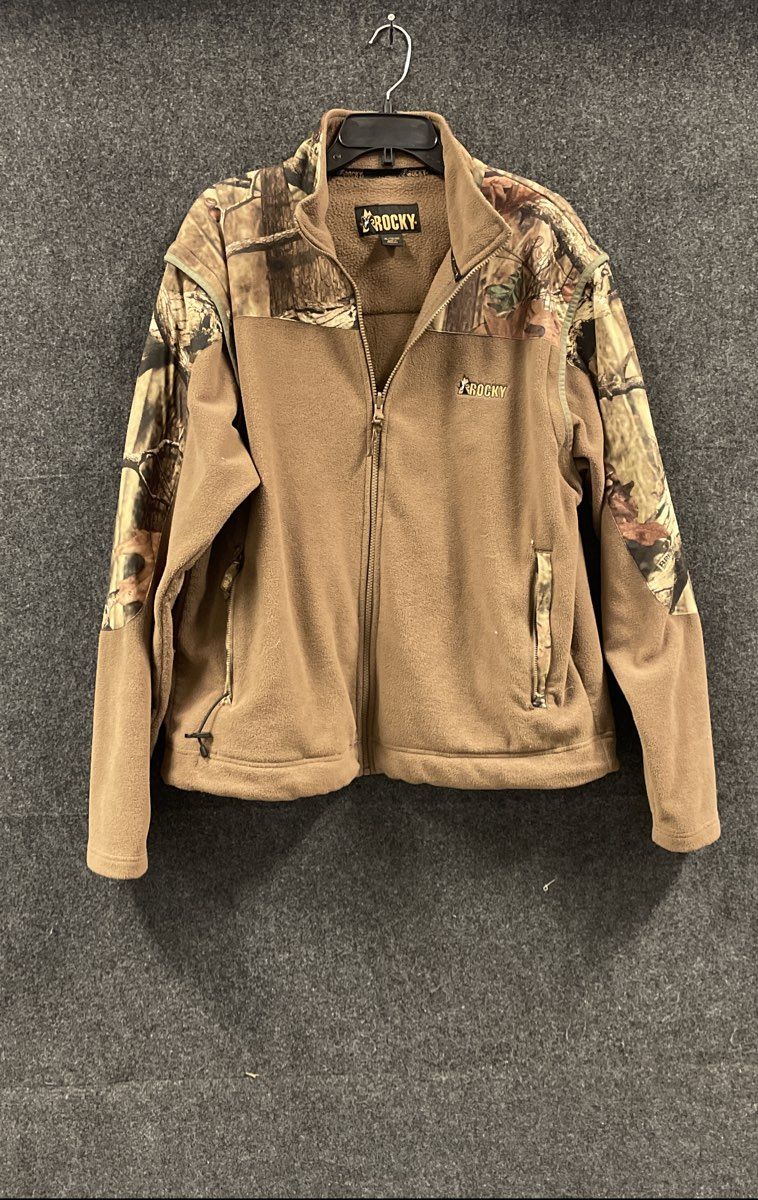 Rocky Men's Brown Mossy Oak Camo Full Zip Fleece Jacket Hunting Sz XL