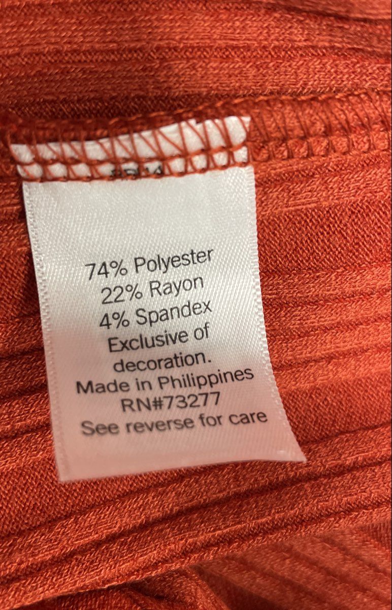 Nine West Women's Burnt Orange Ribbed Knit Midi Dress Puff Sleeve NWT XL