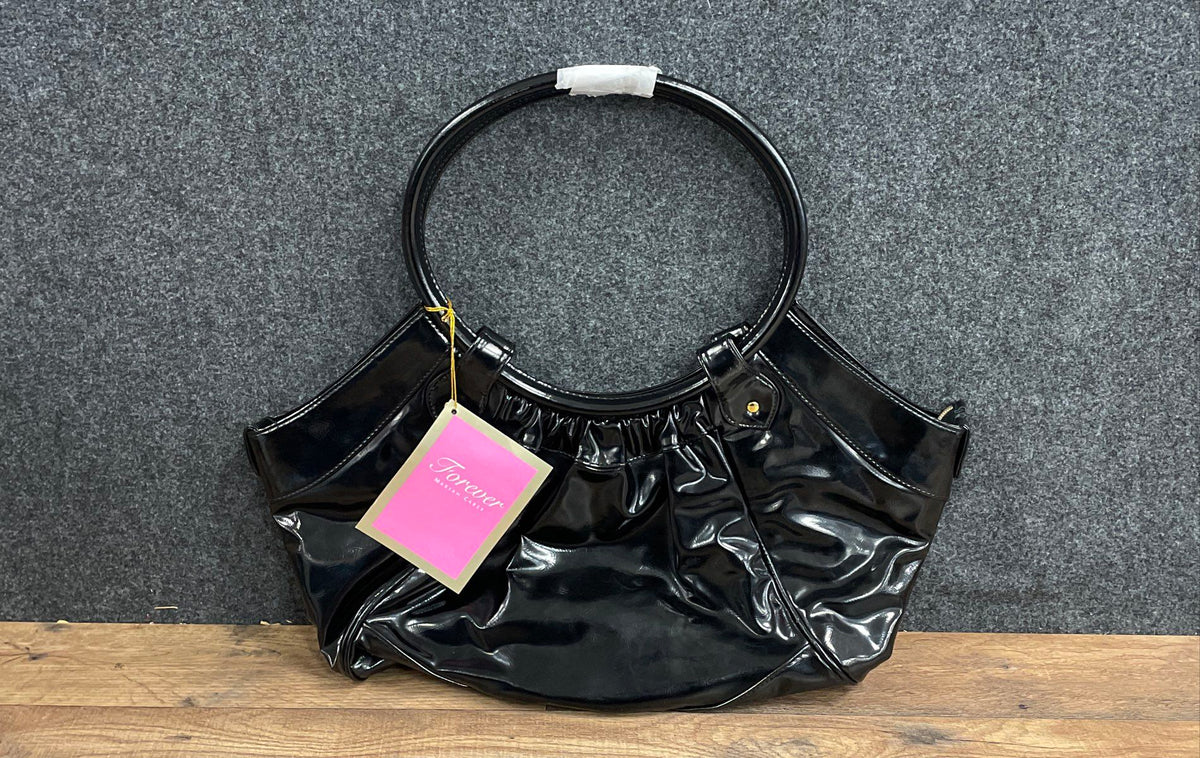 Mariah Carey Forever Black Patent Faux Leather Tote Shoulder Bag NWT