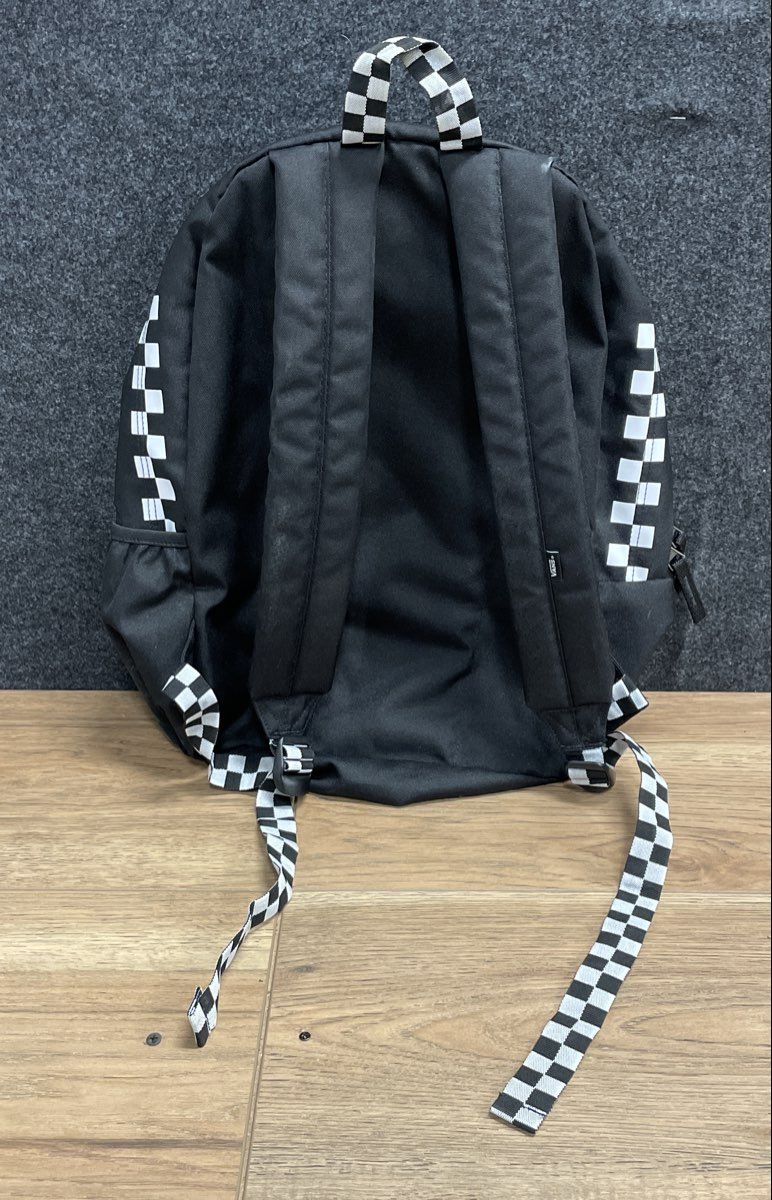 Vans Black Checkerboard Logo Backpack School Travel Bag Off The Wall