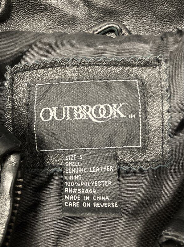 Outbrook Women's Black Genuine Leather Full Zip Collared Jacket Size S