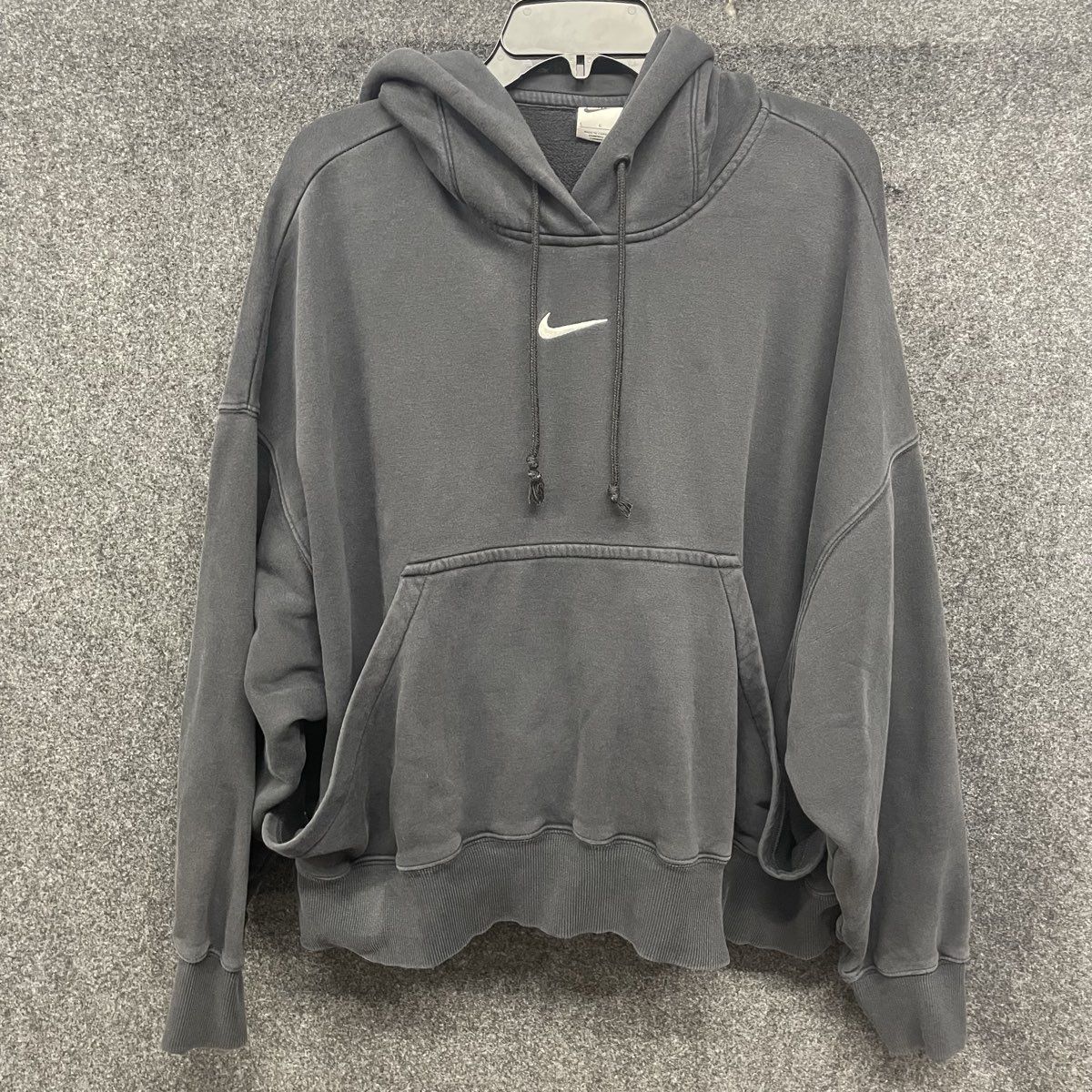 Nike Women's Phoenix Fleece Oversized Pullover Hoodie Black Sz L