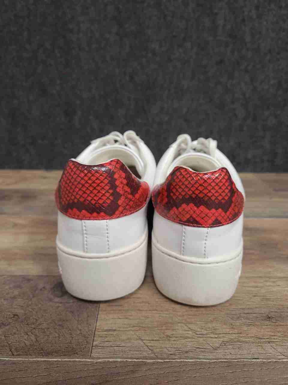 Michael Kors Poppy White Brown Red Snakeskin Platform Sneakers Women's Size 9M