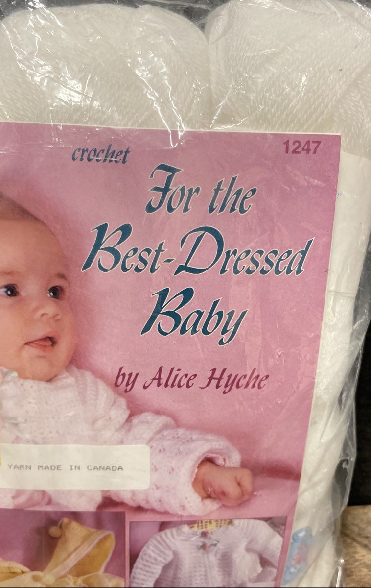 Vintage 90s Mary Maxim For the Best-Dressed Baby Crochet Kit Alice Hyche White