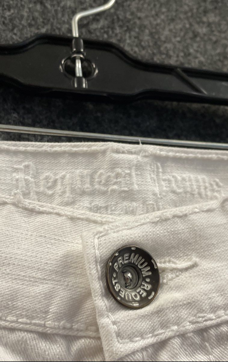 Vintage Y2K Request Men's White Premium Flap Pocket Embroidered Jeans Sz 36x32