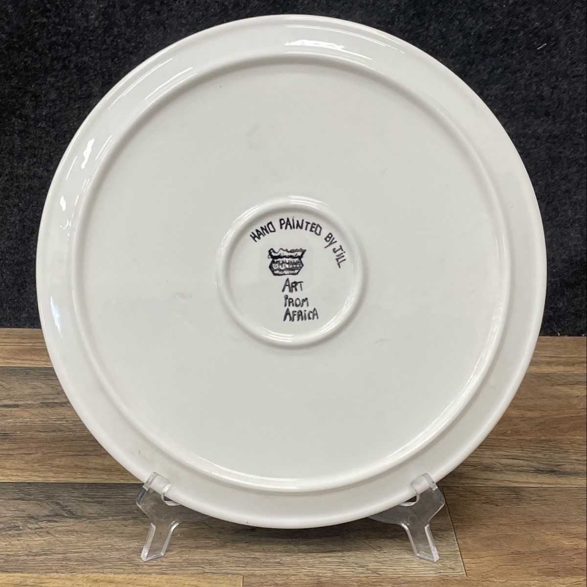 Art From Africa Hand Painted Dolphin Plate by Jill Vitrified Hotelware 12.5"