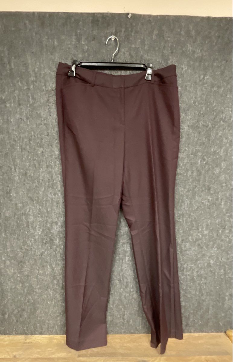 Worthington Women's Burgundy Modern Fit Textured Dress Pants Trousers Sz 14