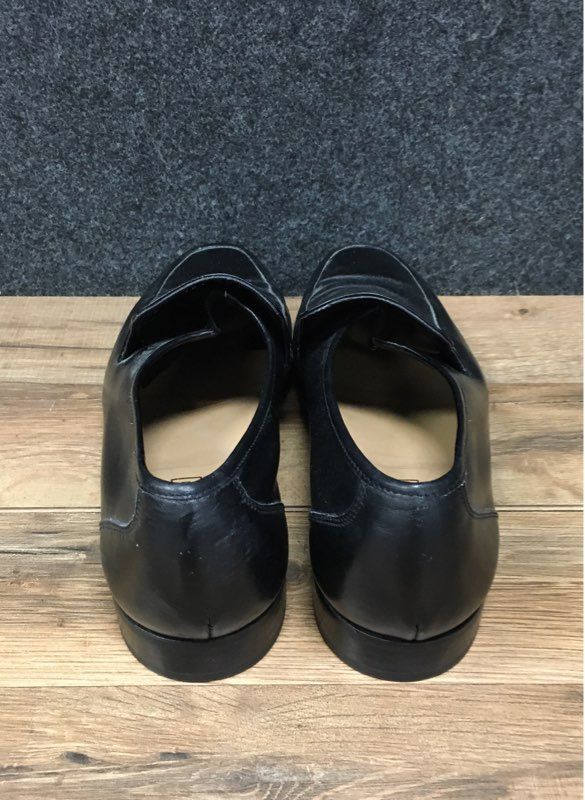 Via Europa Black Leather Square Toe Slip On Loafers Made in Italy Size 10.5 M