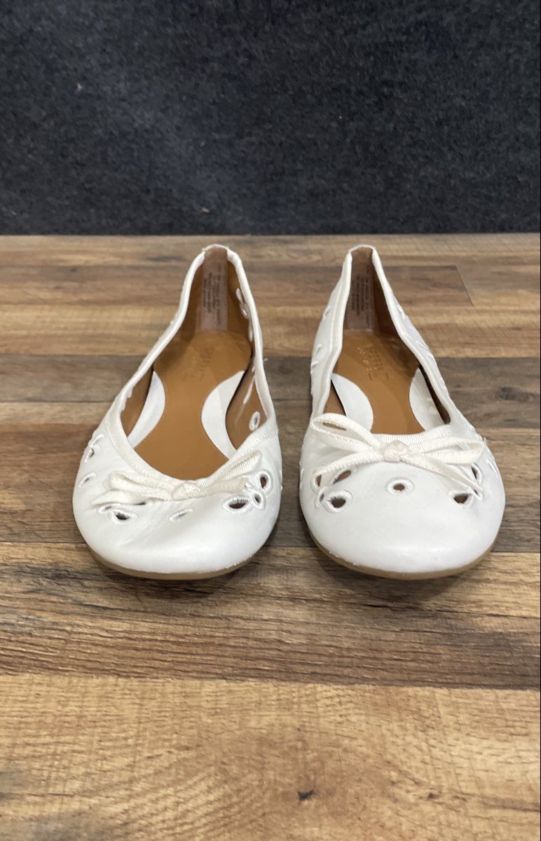 Sperry Top-Sider Luna White Leather Eyelet Ballet Flats Women's Size 10M