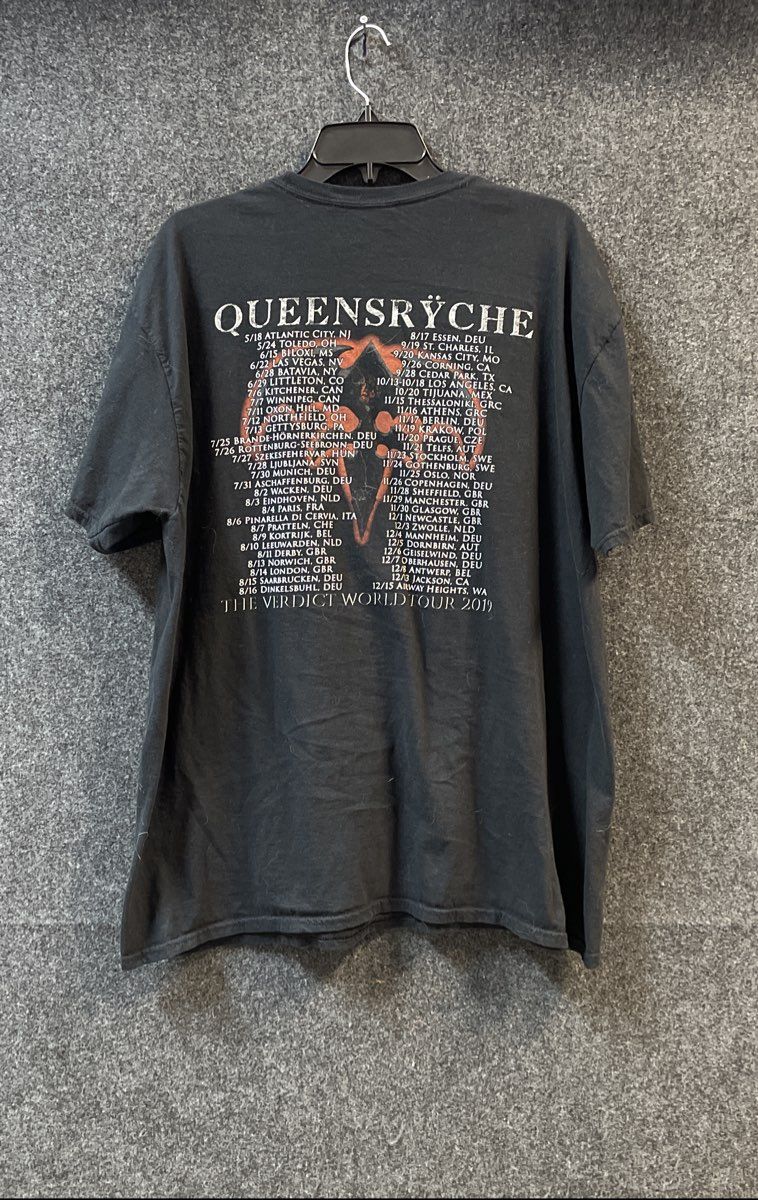 Queensryche The Verdict World Tour 2019 T-Shirt Double Stitch Gildan Sz 2XL