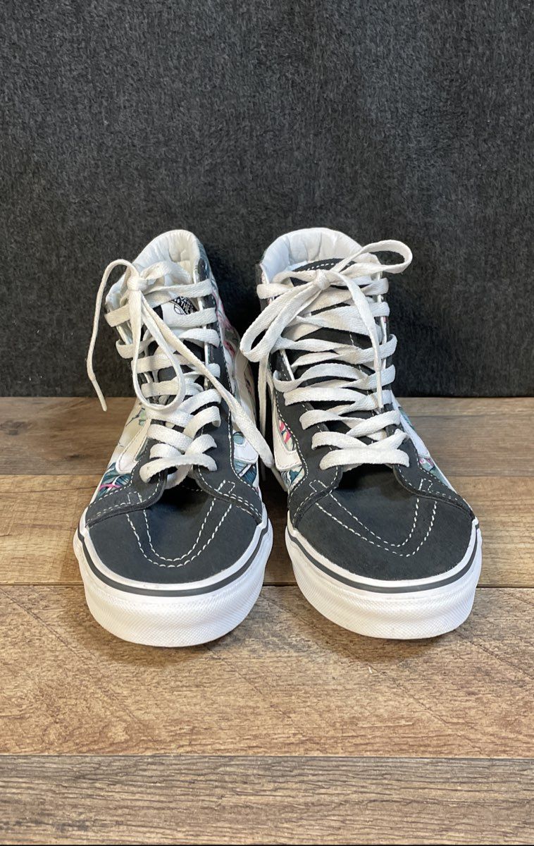 Vans Sk8-Hi Black Floral Palm Print High Top Sneakers Size Men 7 Women 8.5