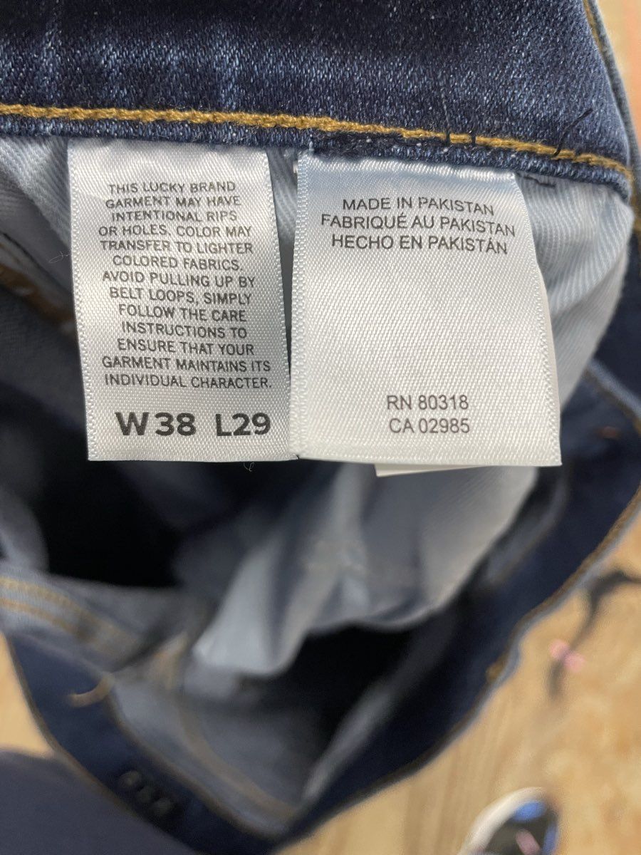 Lucky Brand Men's Blue Jeans Faded Whiskered Straight Leg Denims Sz 38x29