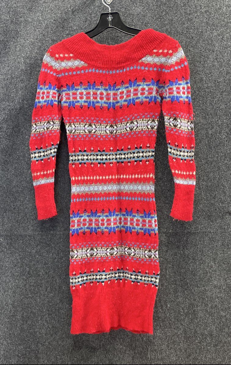 American Eagle Women's Red Fair Isle Wool Blend Sweater Dress XS