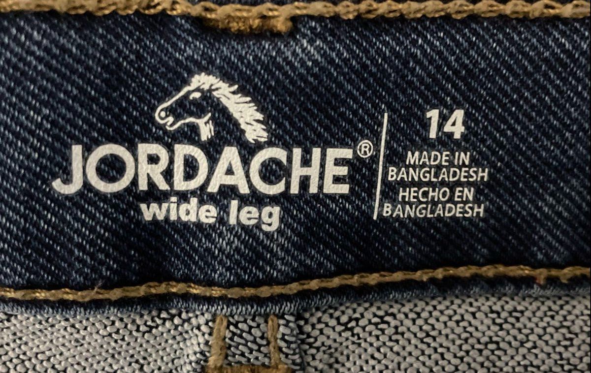 Jordache Women's Medium Wash Blue High Rise Wide Leg Denim Jeans Sz 14