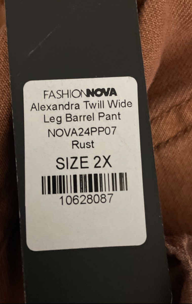 Fashion Nova Women's Alexandra Twill Wide Leg Barrel Pants Rust NWT Size 2X
