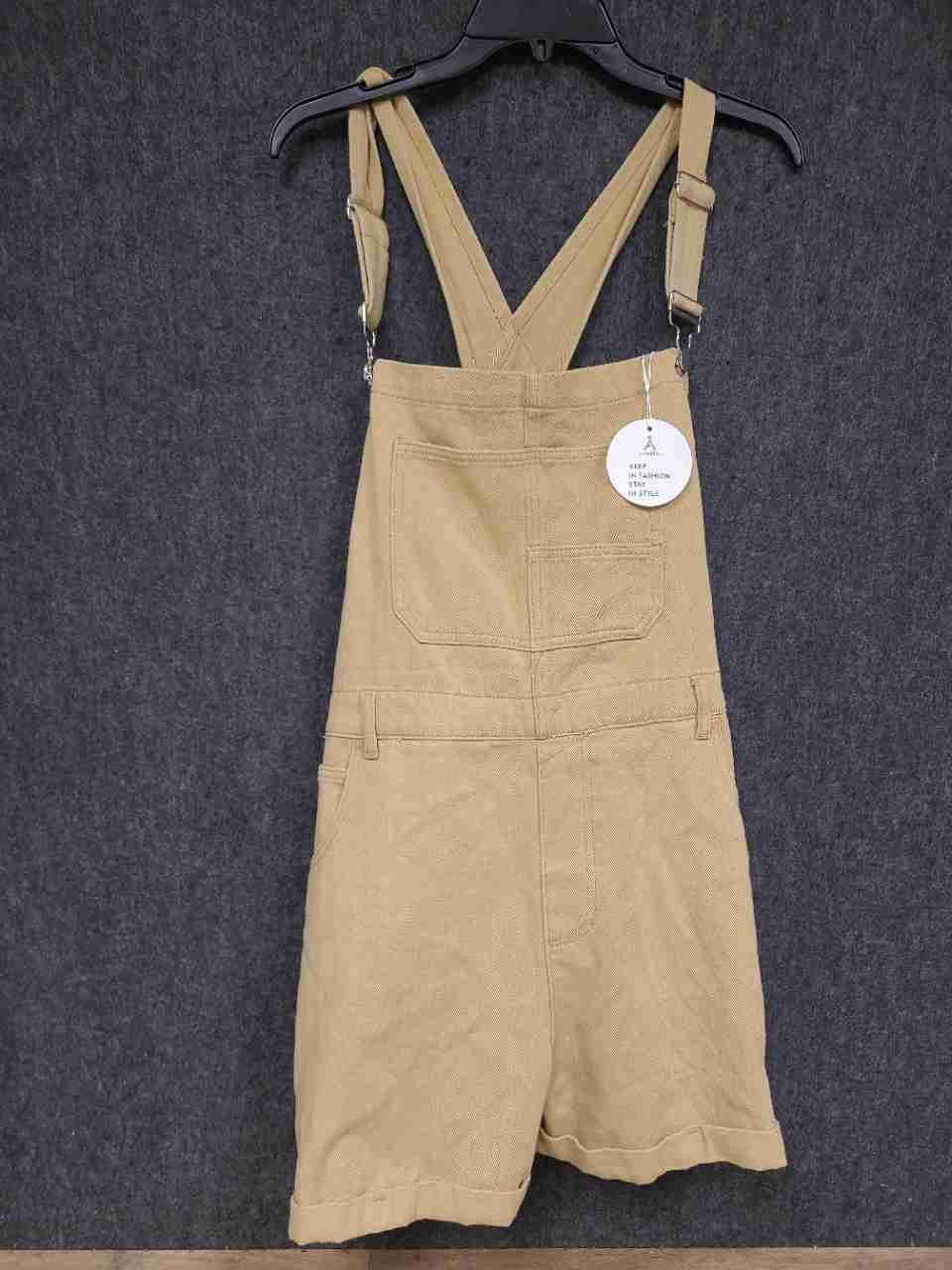 Anrabess Women's Khaki Tan Short Overalls Shortalls Bib Pocket NWT Sz XXL