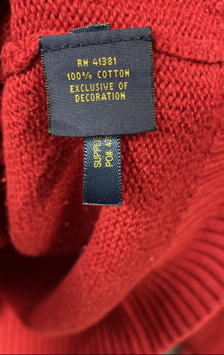 Polo Ralph Lauren Men's Red 1/4 Zip Cotton Knit Sweater Sz M