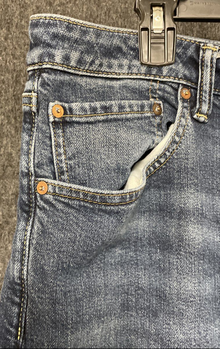 American Eagle Men's Flex Blue Distressed Slim Straight Jeans Sz 36x32