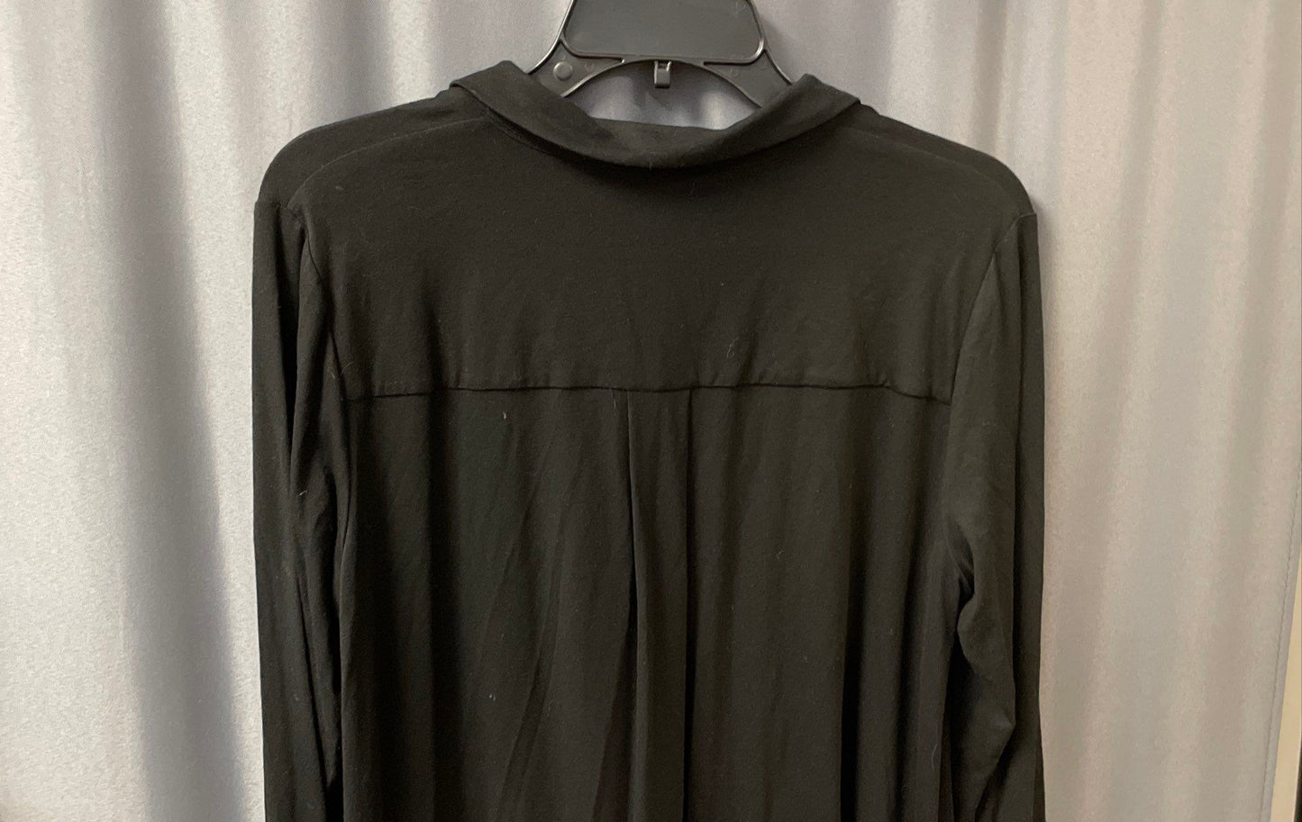 Eileen Fisher Women's Black Viscose Spandex Jersey Button Down Tunic Top Size M